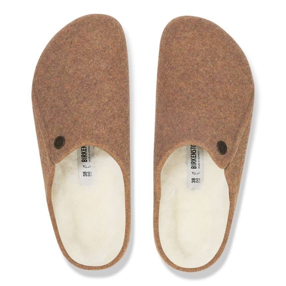 Birkenstock Shoes - Zermatt Genuine Shearling Lined Slipper Women Size 7 Toffee Brown Like New